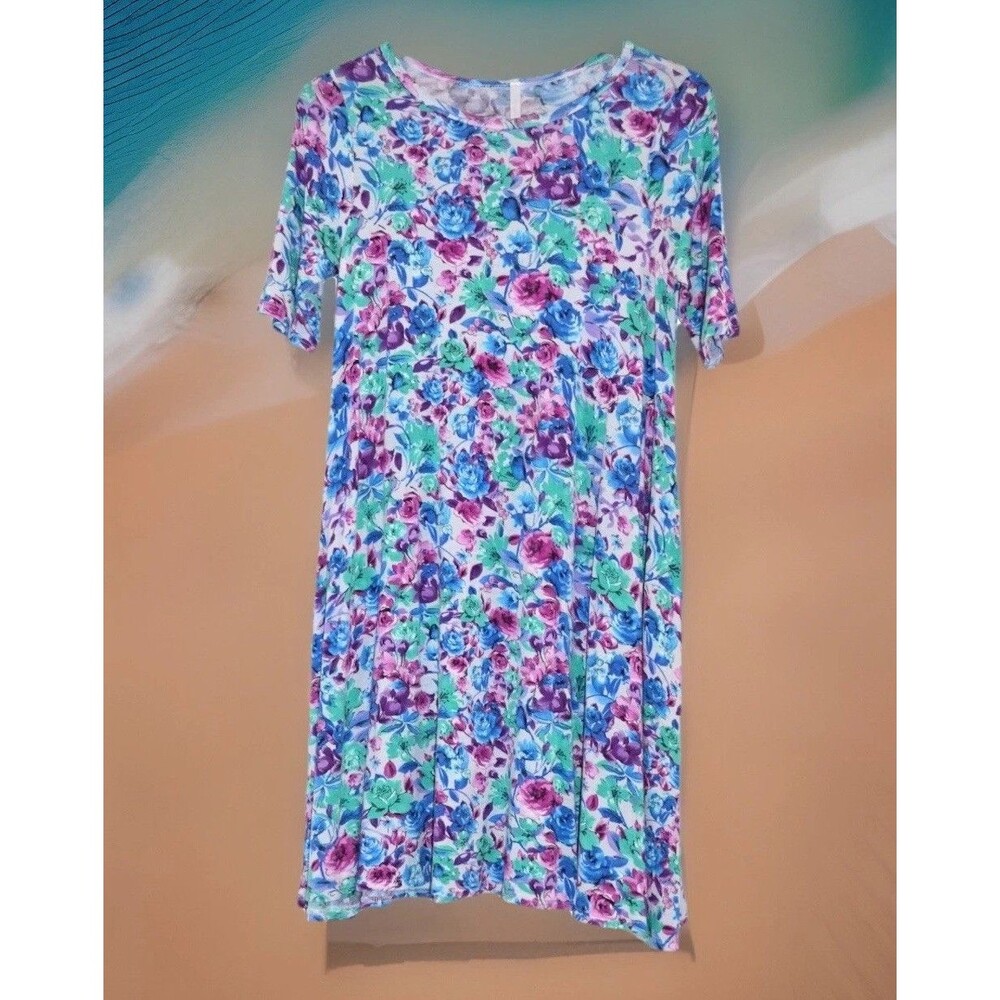 Pinkblush Floral Shift Dress M  Multicolor Short Sleeve Cottagecore  Travel